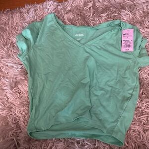 Old Navy Light Green V-Neck Short Sleeve Tee